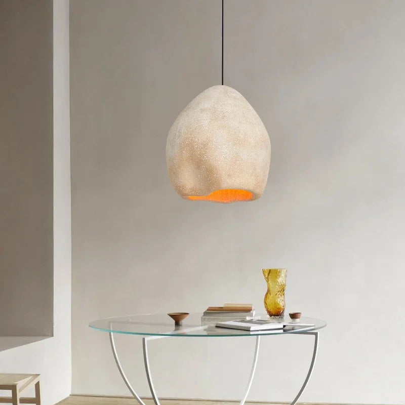 lustre à led moderne wabi sabi pour décoration intérieure et ambiance chaleureuse - vue 4 sur 8