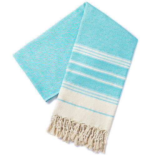 serviette de plage turque coton motif losanges rapide