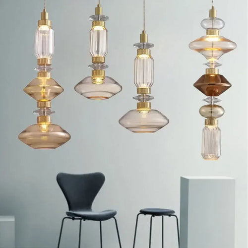lustre moderne en cristal avec éclairage led pour décoration intérieure - vue 5 sur 14