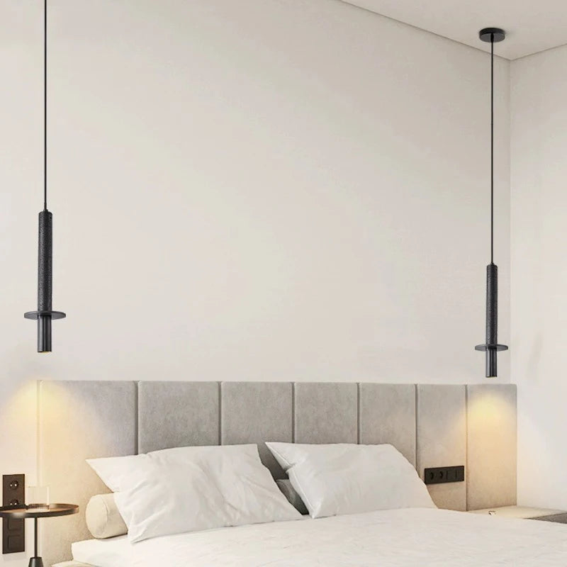 suspension LED nordique moderne chambre chevet longue ligne Simple décor à la maison jaune noir pierre - vue 3 sur 7