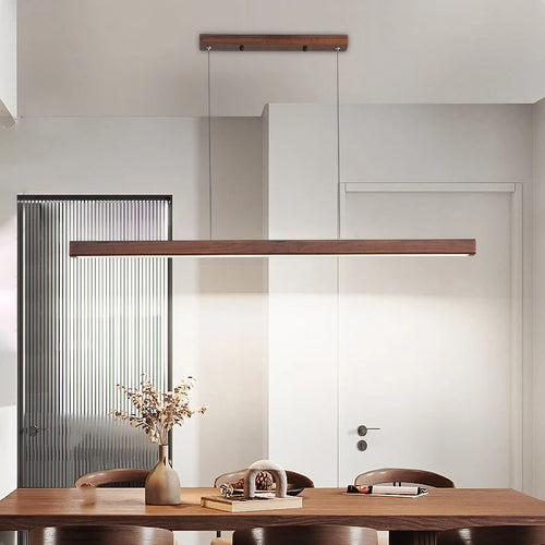 suspension moderne à led en bois avec télécommande pour table et bar - vue 4 sur 8