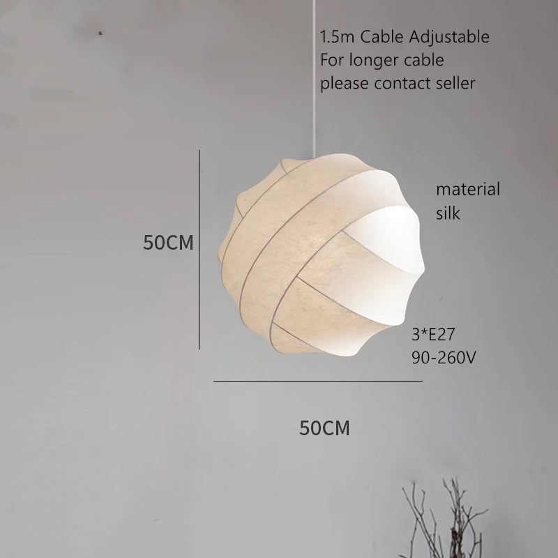 Lustre boule design en tissu style soie fait à la main - vue 5 sur 6