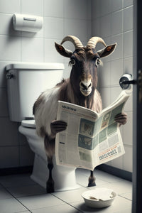 décoration murale humoristique animaux sur toilettes avec journal