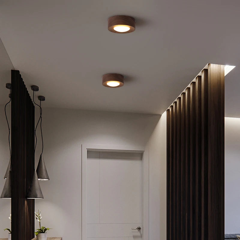 plafonniers en noyer et frêne led pour éclairage décoratif - vue 3 sur 10