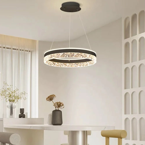 Lustre rond LED circulaire simple avec télécommande décorative - vue 5 sur 5
