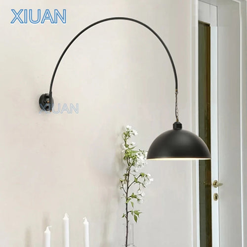 Long Pole Wall Lamps Industrial Vintage Living Room Wall Light Long Swing Arm Restaurant Dining Table Wall Mount Lights Black - vue 2 sur 14