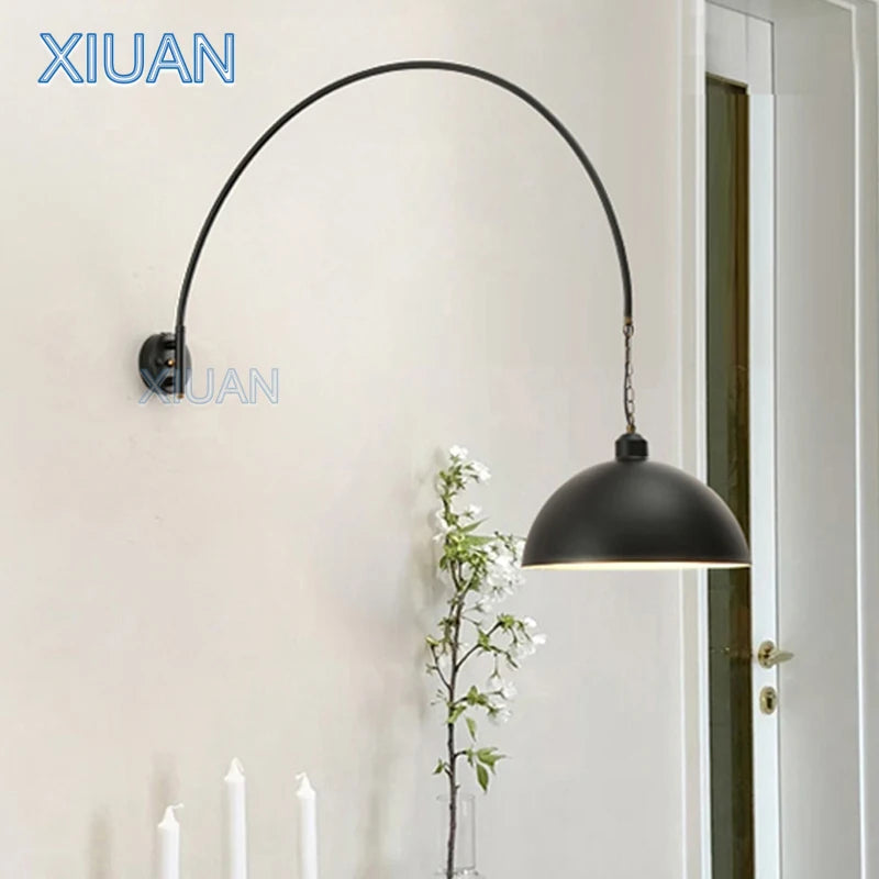 Long Pole Wall Lamps Industrial Vintage Living Room Wall Light Long Swing Arm Restaurant Dining Table Wall Mount Lights Black - vue 1 sur 14