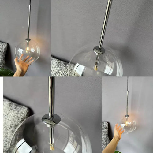Boule de verre suspension LED éclairage cuisine salle à manger Restaurant lampe suspendue chambre chevet plafond lustre hôtel décoration - vue 6 sur 7