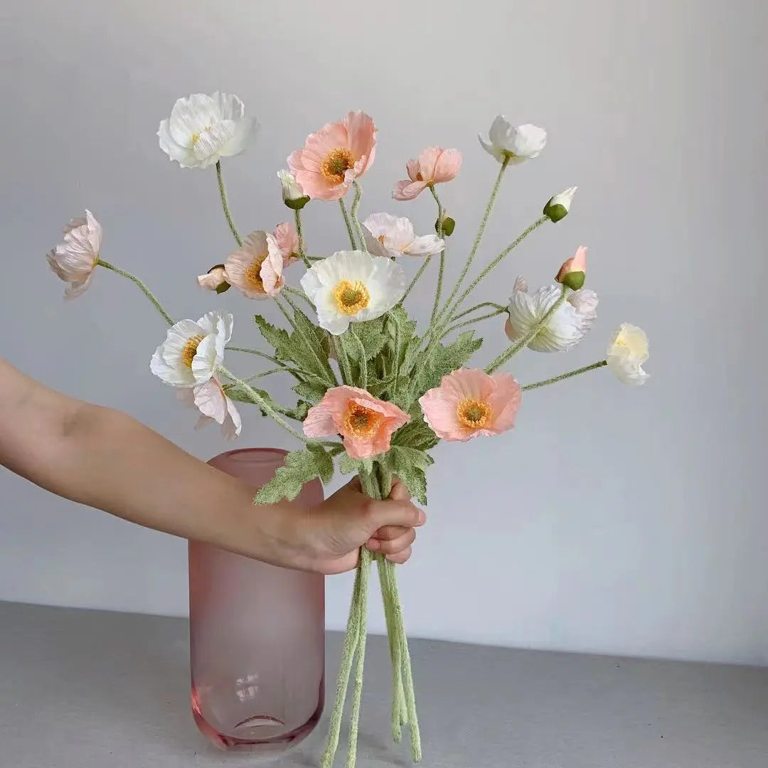 fausses fleurs de pavot en soie pour décorations de mariage et fêtes - vue 5 sur 29