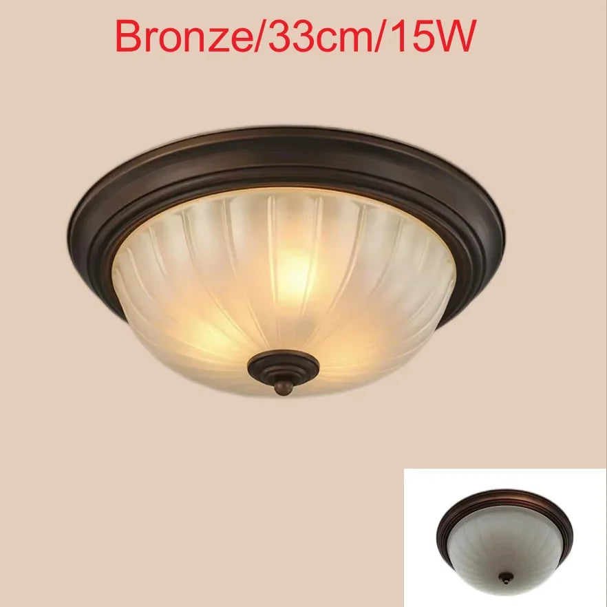 Plafonnier rond or/noir/Bronze plafonnier verre dépoli pour couloir salon cuisine LED lumineuse éclairage 110/220V - vue 8 sur 18