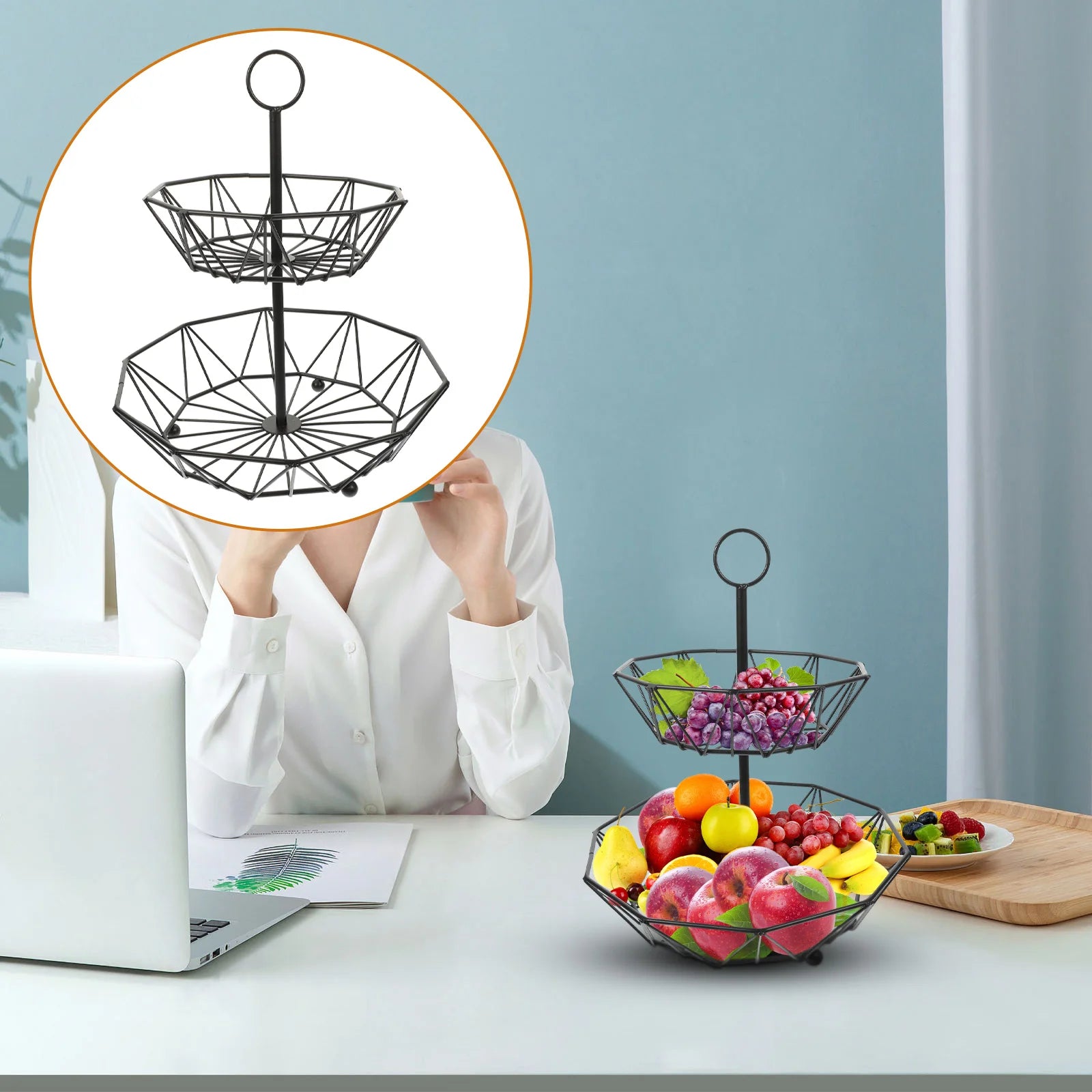 plateau à fruits et collations trois niveaux pour cuisine - vue 5 sur 8
