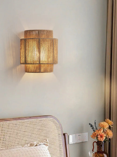 applique murale en corde de chanvre de chambre à coucher salle à manger salon allée japonaise - vue 4 sur 10