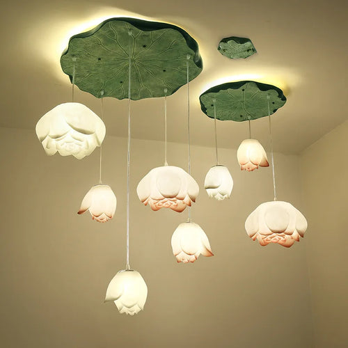 suspension lotus en verre pour décoration d intérieur - vue 2 sur 18