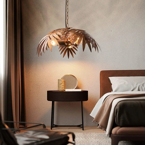 lustre boho en feuilles de cocotier pour décoration créative intérieure - vue 3 sur 11
