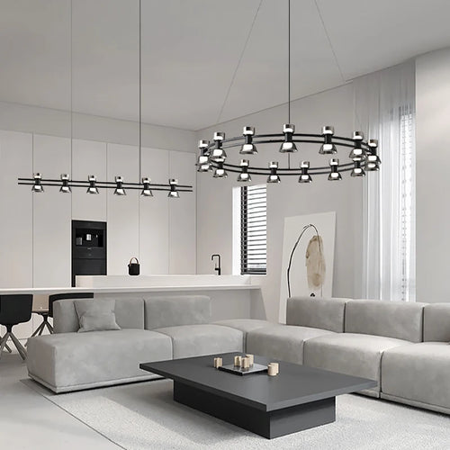 lustre créatif en cuivre et verre design moderne - vue 4 sur 12