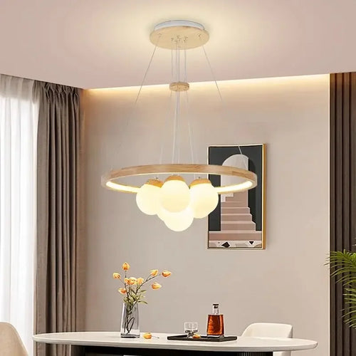 plafonnier led suspendu design moderne en forme de boule de verre - vue 5 sur 8