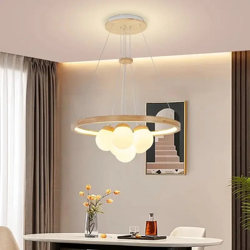 plafonnier led suspendu design moderne en forme de boule de verre - vue 4 sur 8