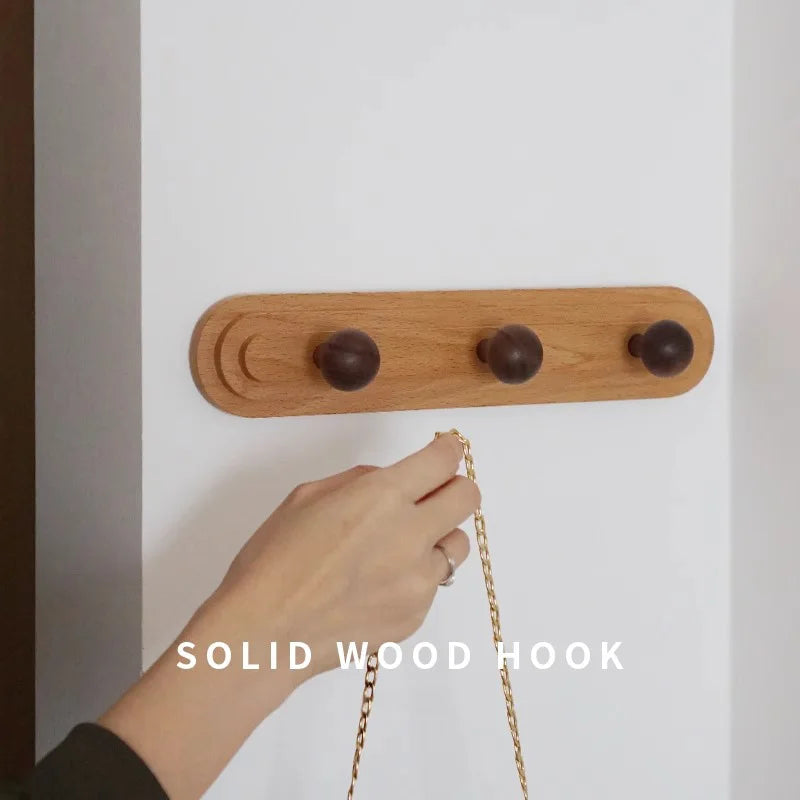 Walnut wood solid mushroom shape No holes, Minimalist wabi-sabi, Bag key Card Coat Cap, Wall Storage hook for bedroom, entrance - vue 2 sur 8