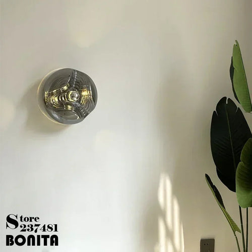 applique murale ronde en verre effet d'eau rétro - vue 5 sur 9