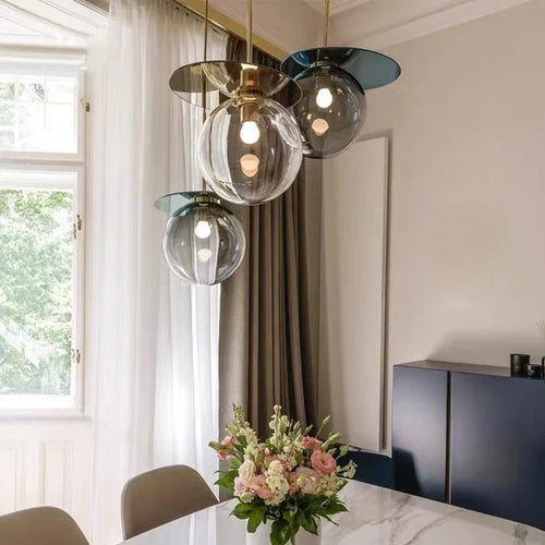 suspension moderne en verre teinté pour décoration intérieure - vue 6 sur 11