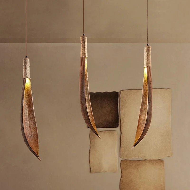 suspension créative en forme de feuille rétro pour décoration intérieure - vue 3 sur 6
