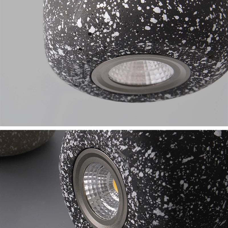 suspension moderne en ciment industriel led nordique - vue 6 sur 9