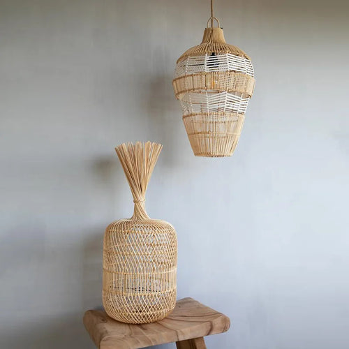 Lampadaire en rotin style Vintage nostalgique Simple - vue 5 sur 16