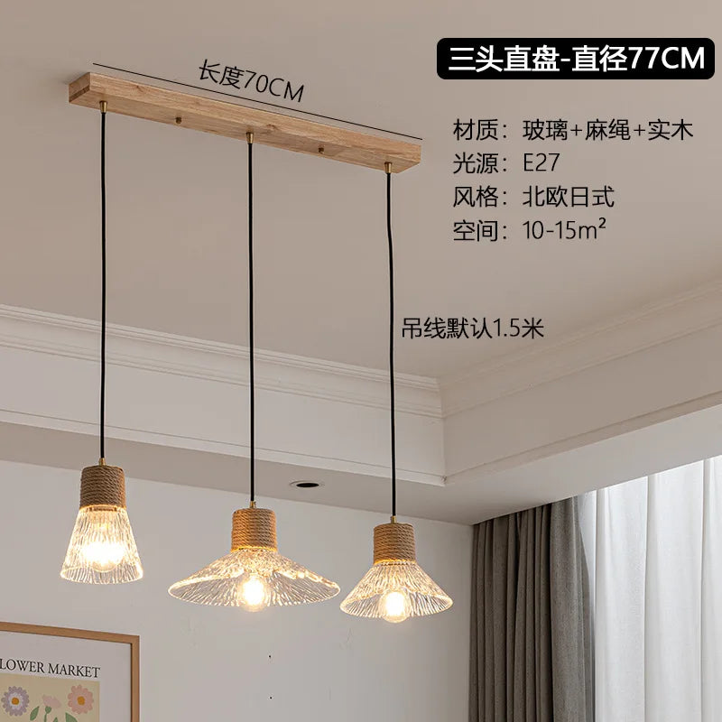 lustre nordique japonais trois têtes design créatif intérieur suspendu - vue 13 sur 13