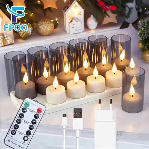 lot de 6 ou 12 bougies led rechargeables avec minuterie et clignotantes - vue 3 sur 10