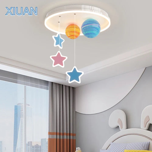 lustre créatif pour école maternelle en verre coloré planète univers étoile - vue 5 sur 7