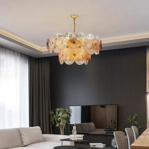 lustre en verre moderne avec lumière led design élégant - vue 3 sur 10