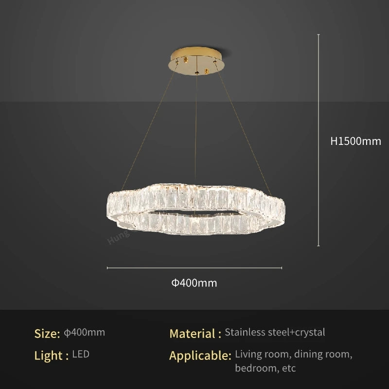 lustre moderne en cristal avec éclairage led design élégant - vue 13 sur 13