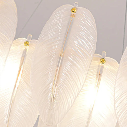 lustre de luxe moderne en plumes et verre métallique - vue 6 sur 11