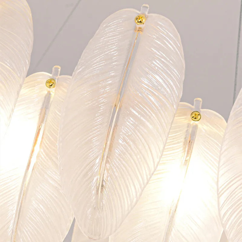 lustre de luxe moderne en plumes et verre métallique - vue 5 sur 11
