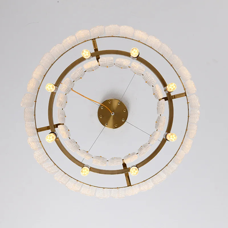 lustre nordique moderne en verre led avec suspension en cristal - vue 4 sur 8