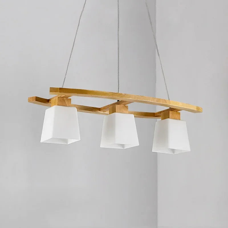 suspension en bois de style japonais moderne à led - vue 4 sur 6
