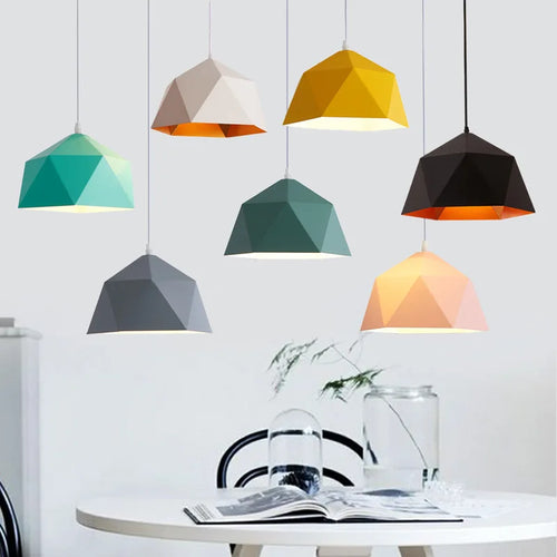 lustre nordique macarone géométrique led décoratif suspendu - vue 2 sur 13