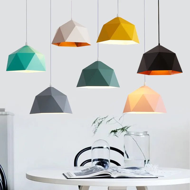 lustre nordique macarone géométrique led décoratif suspendu - vue 1 sur 13