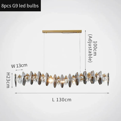 lustre moderne en cristal avec led et suspensions ronds - vue 7 sur 12