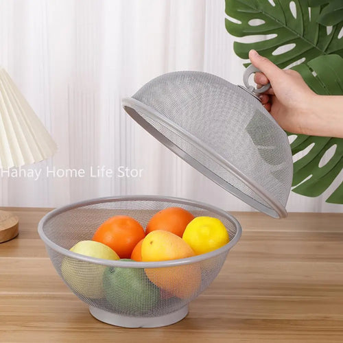 panier à fruits en maille avec couvercle anti-mouche en inox - vue 3 sur 7