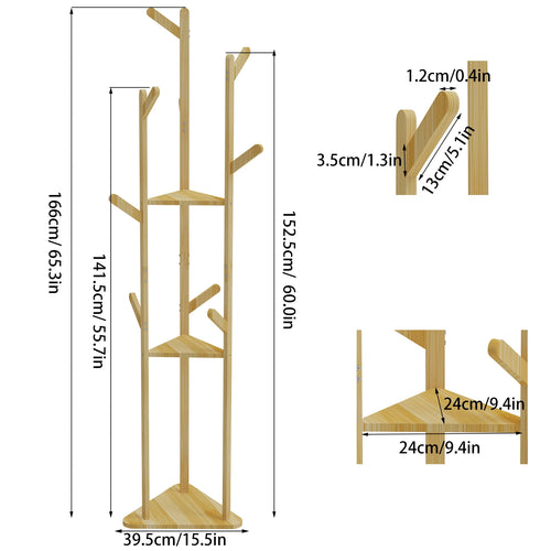 support en bambou naturel pour vêtements et accessoires décoratifs - vue 5 sur 6