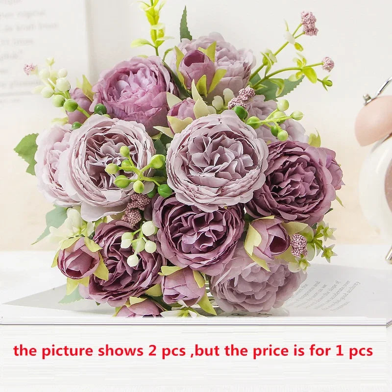 pivoines artificielles en soie pour décoration élégante et raffinée - vue 9 sur 15