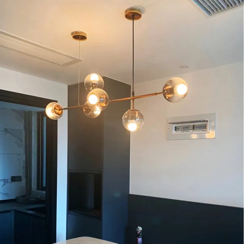Lustre boule en verre moderne design - vue 2 sur 14