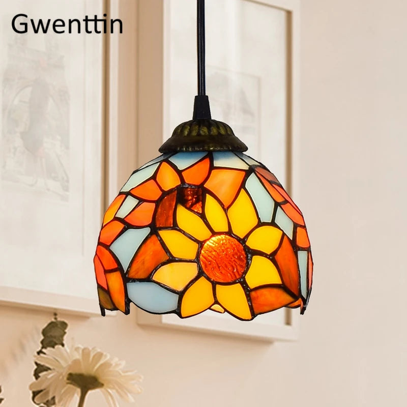 suspension en verre teinté style tiffany pour décoration moderne - vue 11 sur 14
