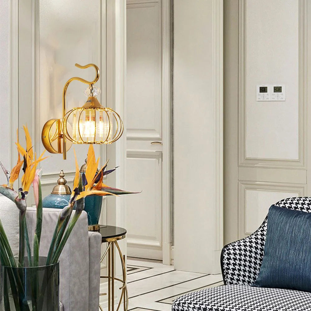 Glass wall lamp, iron art bedside lamp, simple accessories of living room, bedroom and dining room, E27 lamp - vue 3 sur 8