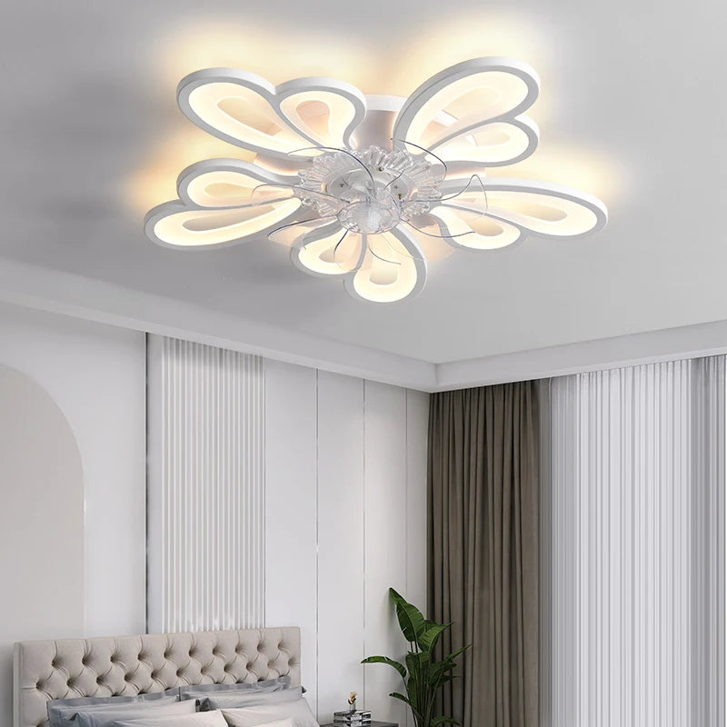Busmos Fan LED Pendant Lamp Modern LED Pendant Lamp For Living Room, Bedroom, Studio Fan LED Pendant Lamp Dimmable White - vue 2 sur 9