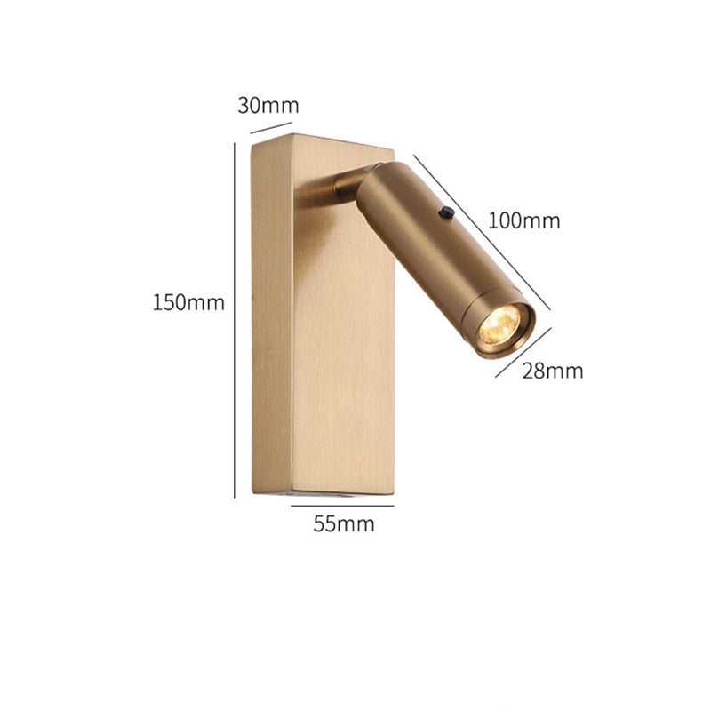 3W LED Reading Wall Lamp With Switch DC5V USB Charging Port Bedside 350 Degree Rotation Bedroom Hotel Headboard Sconces Light - vue 5 sur 7