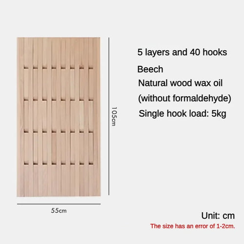 porte-manteau mural en bois pour vêtements et clés - vue 8 sur 18