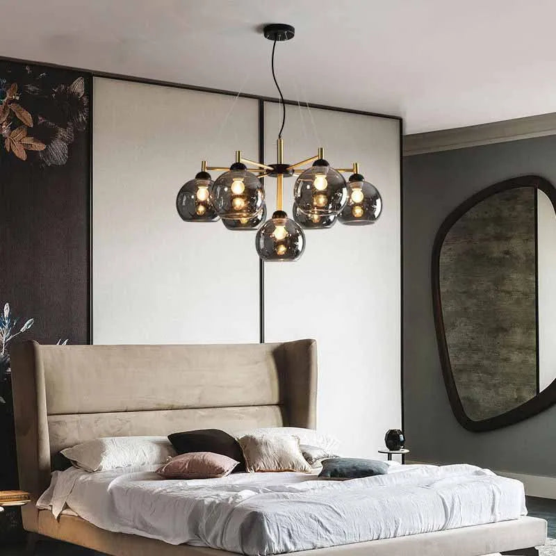lustre nordique en cuivre verre design moderne avec haricots magiques - vue 3 sur 12