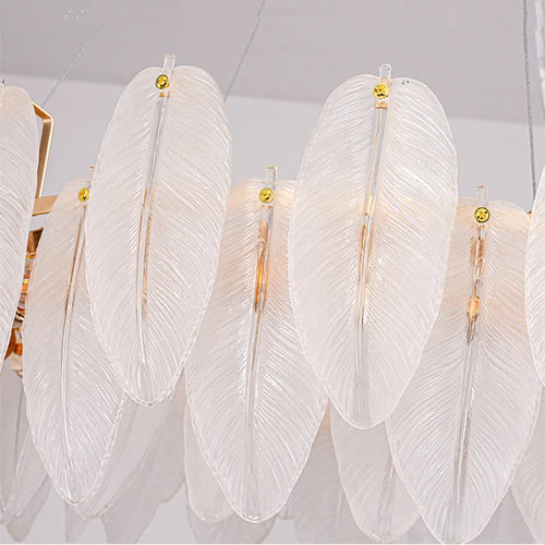 lustre de luxe moderne en plumes et verre métallique - vue 7 sur 11
